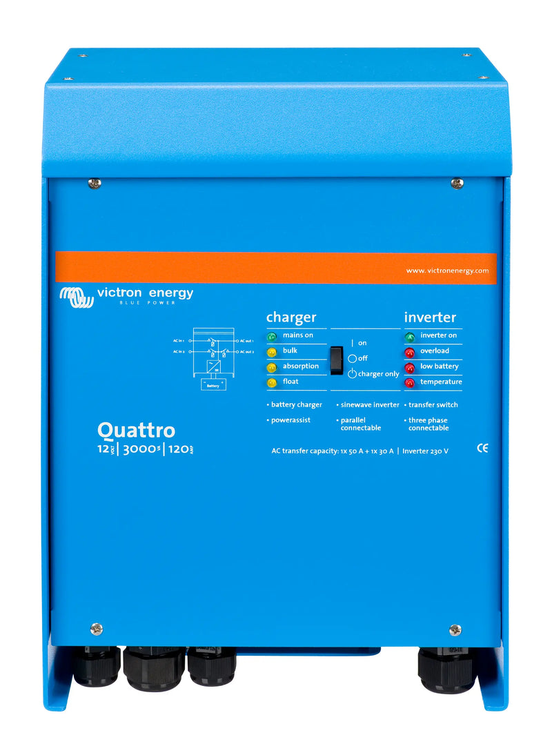 Victron Quattro Quattro 12/3000/120-50/50 230V VE.Bus inverter charger — front view