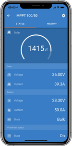 Victron SmartSolar MPPT 100/50 solar charge controller — connection detail view